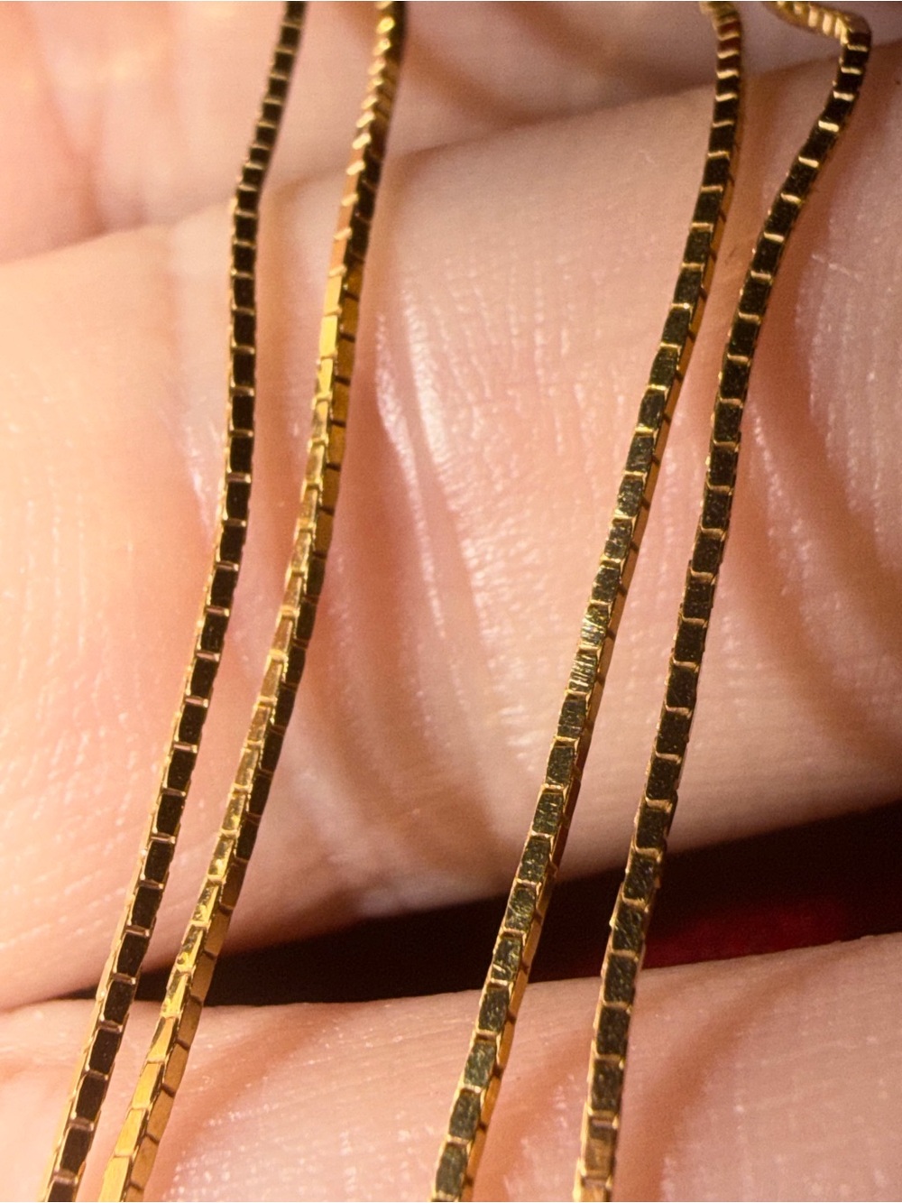 22” 14k Gold Box Chain Necklace - Picture 2 of 6